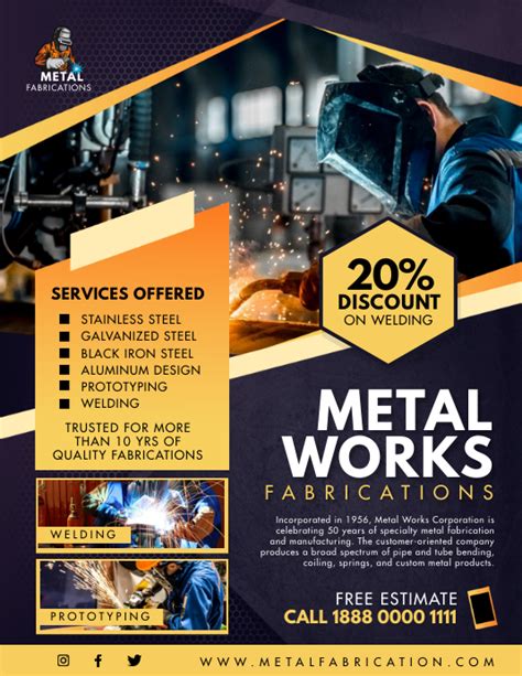 metal fabrication works services flyer Template